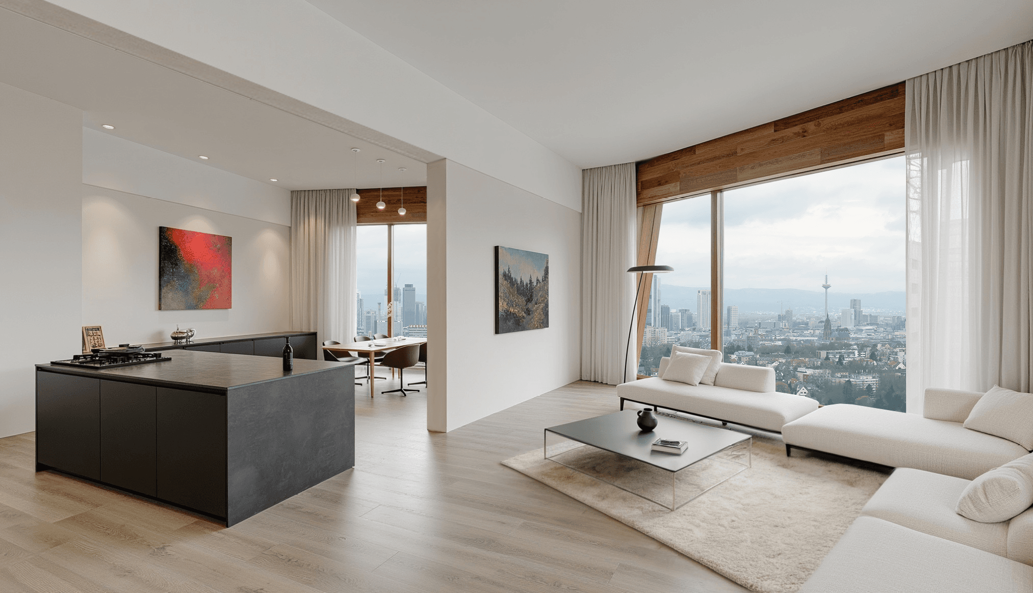 Innenrender einer modernen minimalistischen Wohnung – AR Arch Studio Montevideo Uruguay